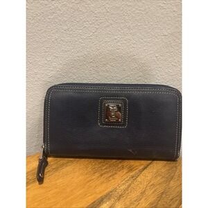 Tignanello~Navy Pebbled Genuine Leather~ Full Zip Around Wallet, Clutch~ Women's